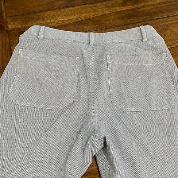 J Crew High rise patch pockets wide leg blue white striped trousers pants sz 28P - Picture 12 of 16